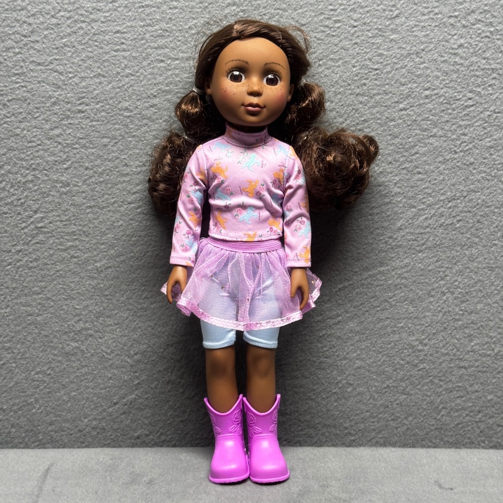 Glitter Girls by Battat 14" Doll Brown Curly Hair Freckles Unicorn Outfit Boots